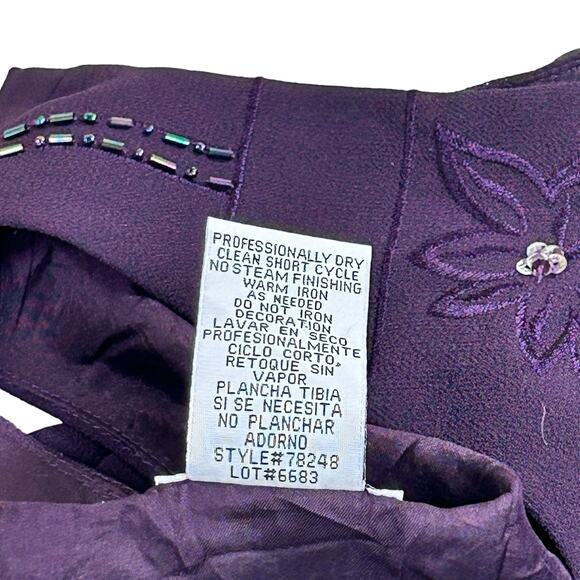 R&M Richards Top Women Size 18 Tall Purple Beaded Embroidered Lined Event Tank - Picture 10 of 12